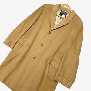 Vintage 70's Ultissimo 100% Cashmere Overcoat Mens L Camel Tan Retro Academia
